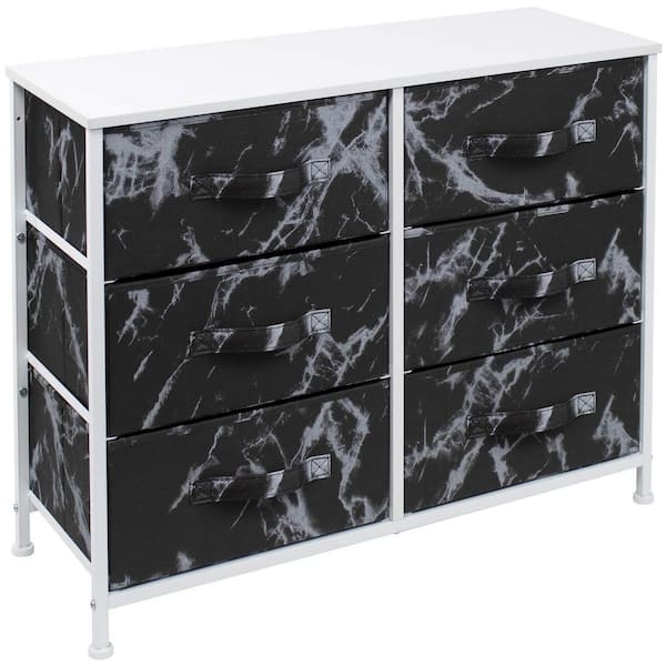 Sorbus 6-Drawer Brown Dresser Steel Frame Wood Top Easy Pull Fabric Bins 11.75 in. L x 31.5 in. W x 24.62 in. H