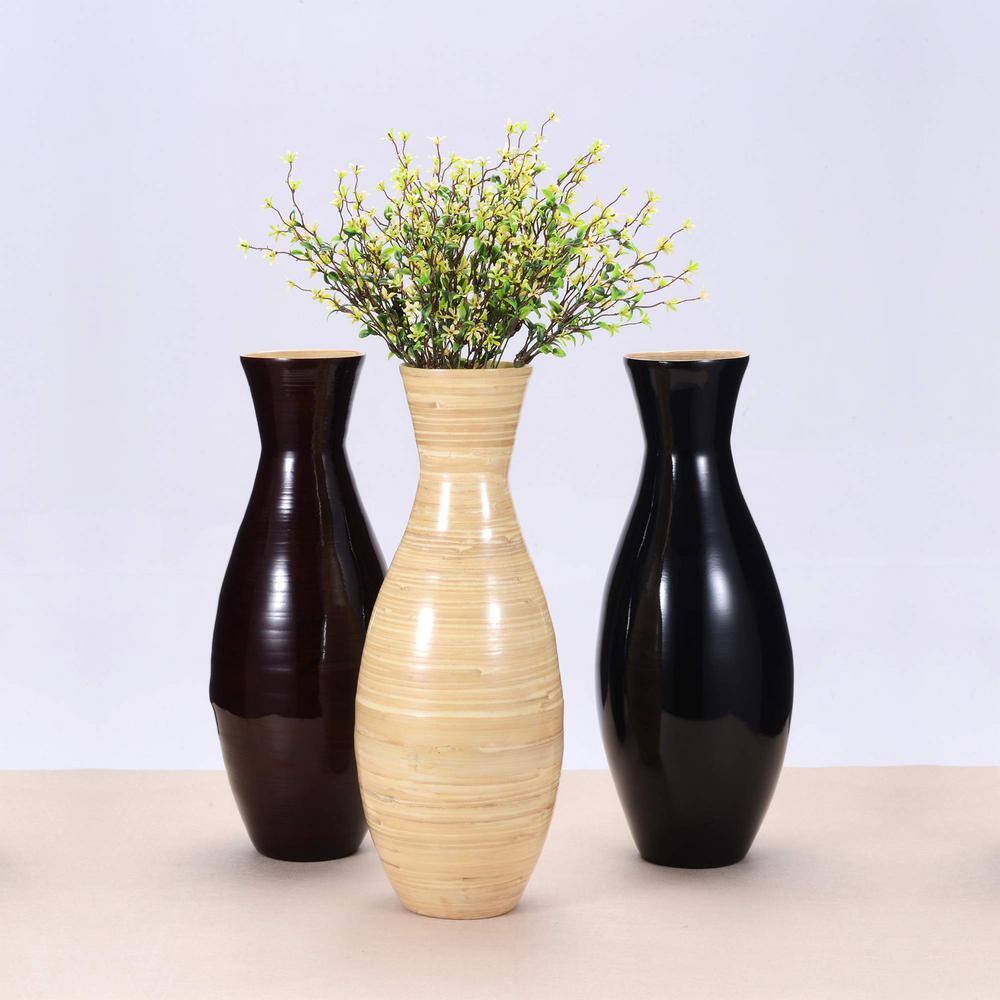 Natural Bamboo Handcrafted 20-Inch Tall Decorative Floor Vase
