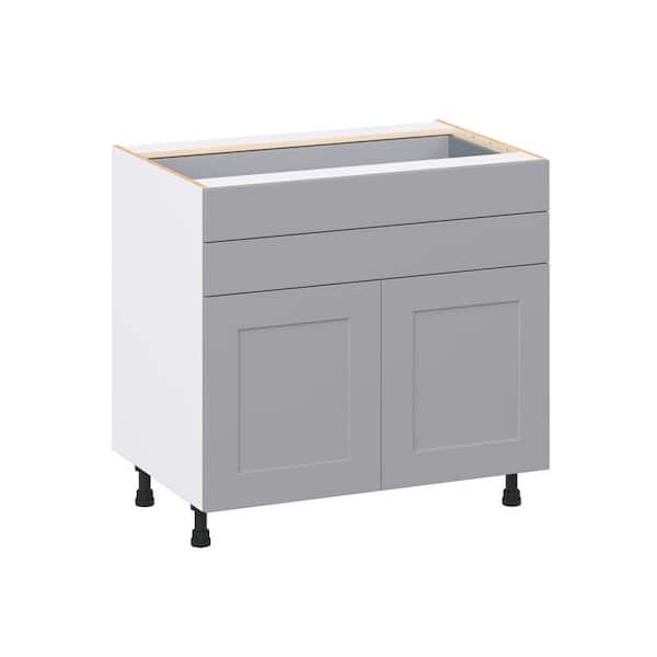 Roseland 36 in. W x 24 in. D x 34.5 in. H Assembled Shaker Base Kitchen Cabinet in Slate Gray with Two 5 in. Drawers