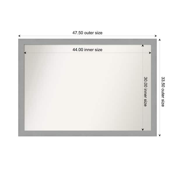 Amanti Art Brushed Nickel 47.5 in. x 33.5 in. Custom Non-Beveled Recycled Polystyrene Framed Bathroom Vanity Wall Mirror