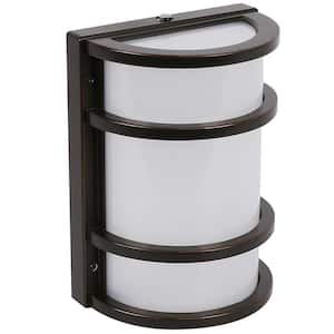 11.5-Watt Bronze Outdoor Security 6 in. Half Moon Dusk to Dawn Photocell Sensor Integrated LED Wall Pack Light