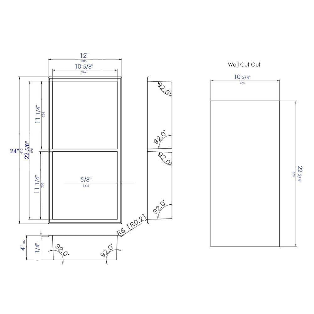 Brushed Copper Stainless Steel Double Shelf Shower Niche