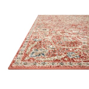 Saban Rust/Beige 3 ft. 9 in. x 3 ft. 9 in. Round Bohemian Floral Area Rug