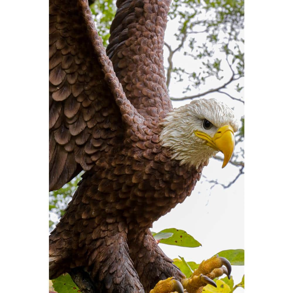 Large Brown and White Polyresin Flying Eagle Garden Statue