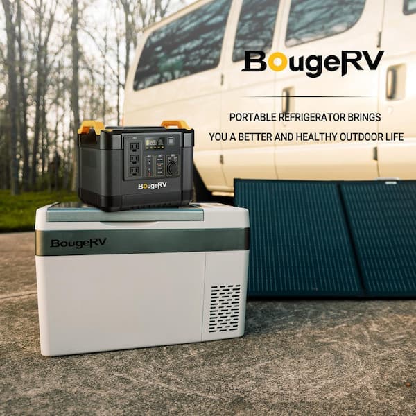 BougeRV 0.78 Cu. ft. Portable Outdoor Refrigerator Mini Fridge Car Compressor Freezer Cooler in Gray