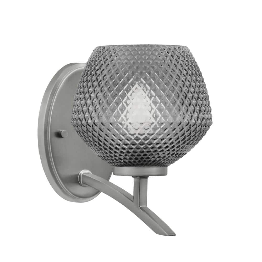 Siena 5.75 in. 1-Light Graphite Sconce with 6 in. Smoke Textured Glass Shad