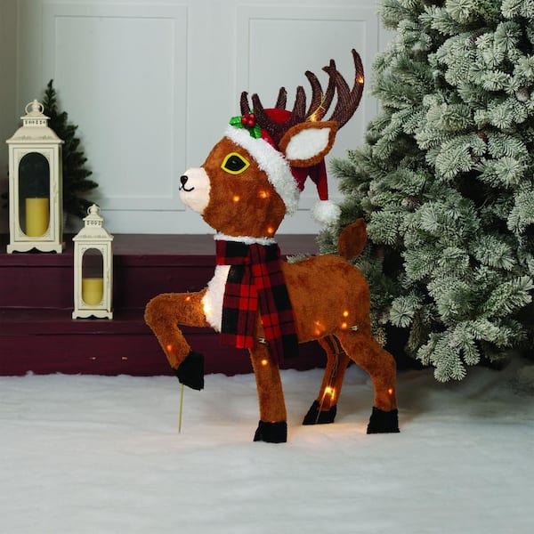 Northlight 42 Lighted White Feeding Reindeer Outdoor Christmas