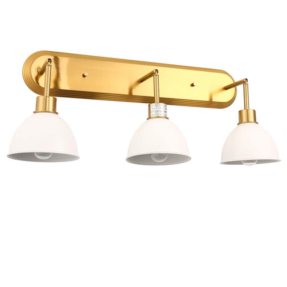 26 in. 3-Light Gold Bathroom Vanity Light for Bathroom or Vanity with White Shades, Modern Wall Sconce price history on PriceWatchPro