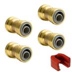 3/4 in. Brass Push-to-Connect Polybutylene Conversion Coupling Fitting with SlipClip Release Tool (4-Pack)
