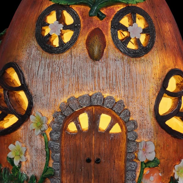 Golden Pumpkin Fairy Door Resin Hand Painted Fairy Decor 