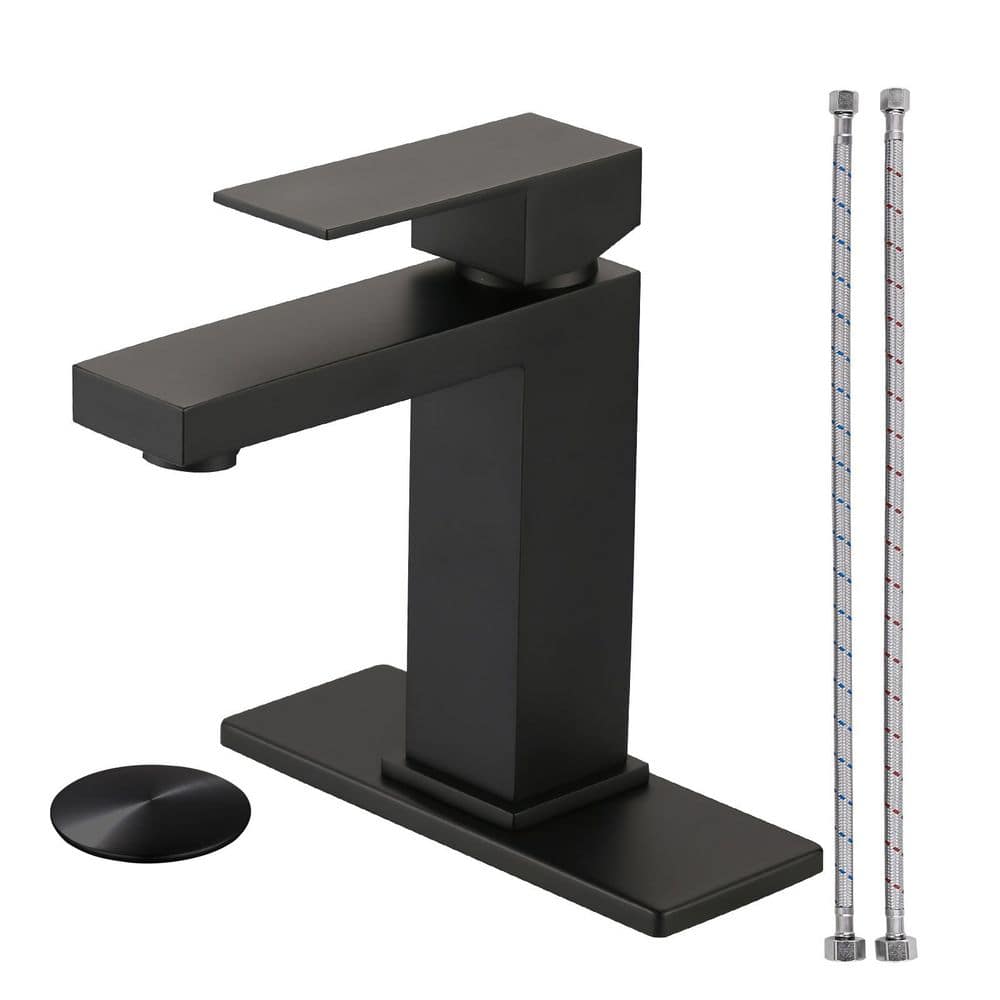 Modern Single-Handle Bathroom Sink Faucet with Deck Plate with Pop Up Drain in Matte Black price history on PriceWatchPro