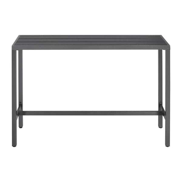 VEIKOUS 55.1 in. W Rectangular Wood Outdoor Dining Table Bar Table with Metal Frame