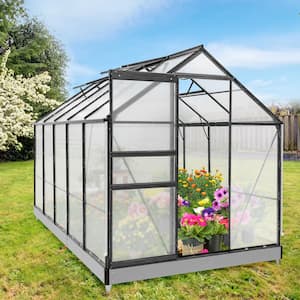 6 ft. W x 10 ft. D x 7 ft. H Outdoor Walk-In Polycarbonate Hobby Greenhouse, Gra