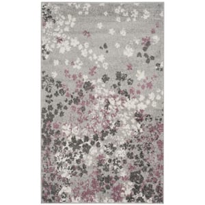 Adirondack Light Gray/Purple Doormat 3 ft. x 4 ft. Floral Area Rug