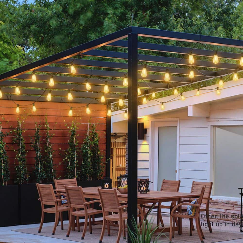 100FT Black LED Outdoor String Lights with Shatterproof Edison Bulbs