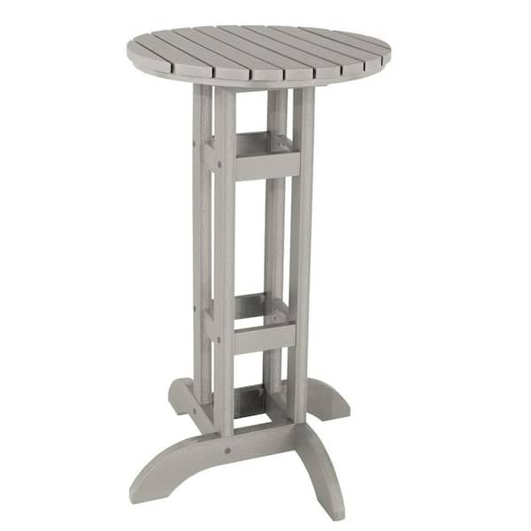Highwood Harbor Gray 24 in. Recycled Plastic Round Bar Dining Table