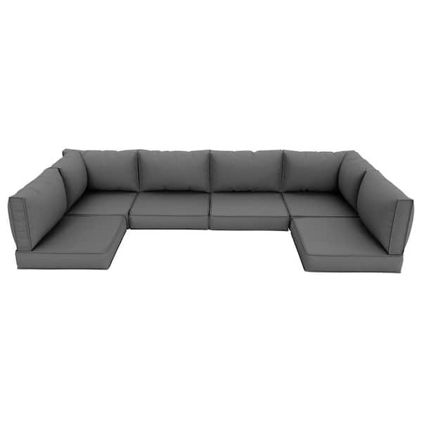 Unbranded 14-Piece Outdoor Sofa Sectional Cushion in Gray, Machine Washable Couch Cushion