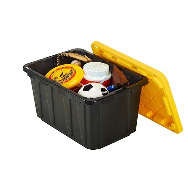 4x Details about   GreenmadeHeavy-Duty Plastic Bins Black and Yellow with Lids 27 Gallon FOUR 