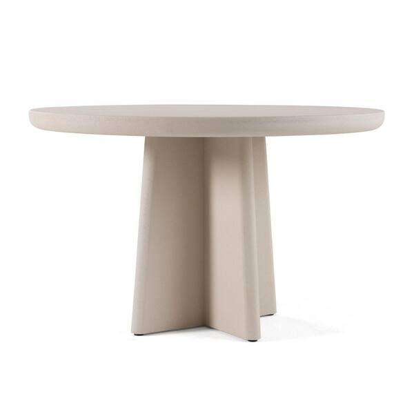 Modrest Evermore Modern Grey Faux Cement Wood 47.2 in. Pedestal Dining Table Seats 4