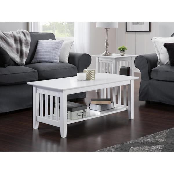 AFI Mission 44 in. White Large Rectangle Wood Coffee Table