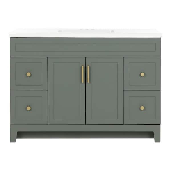 Chasbury 49 in. Single Sink Palm Green Bath Vanity with White Cultured Marble Top (Assembled)