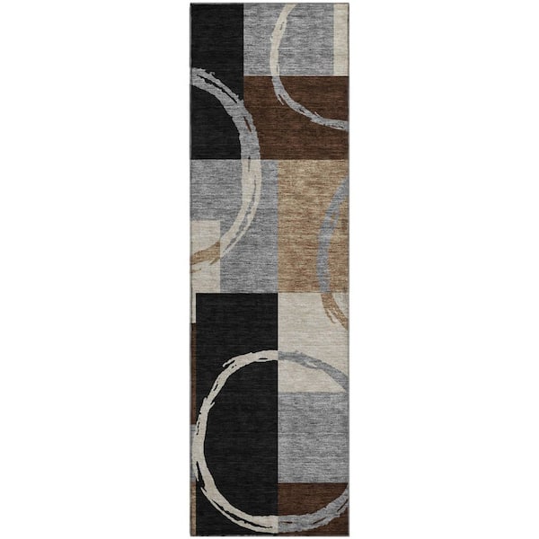 Addison Rugs Mayfield Premium Machine Washable Abstract AMF943 Pewter 2 ft. 3 in. x 7 ft. 6 in. Runner Rug