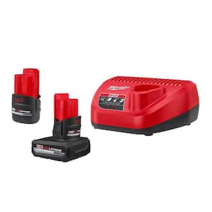 M12 12-Volt Lithium-Ion High Output 5.0 Ah and 2.5 Ah Battery Packs and Charger Starter Kit