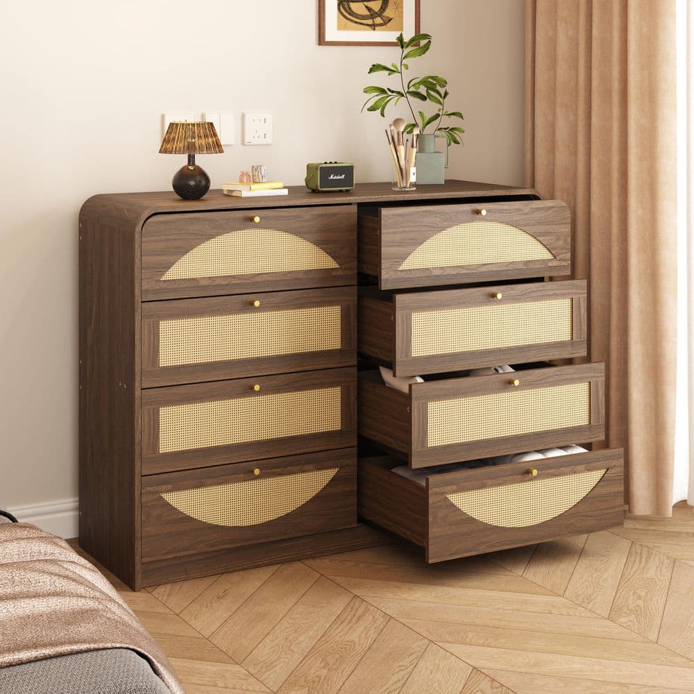Drawer　綿100%　サロペット　38 Noble House Walnut 8-Drawer 47.2 in. W Chest of Drawers with