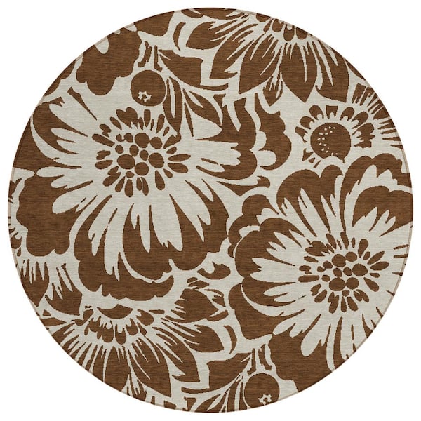 Addison Rugs Chantille ACN551 Brown 8 ft. x 8 ft. Round Machine Washable Indoor/Outdoor Geometric Area Rug