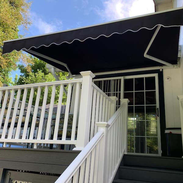 ALEKO Refurbished 10 X 8 Ft Retractable Home Patio Canopy Awning Black Color 