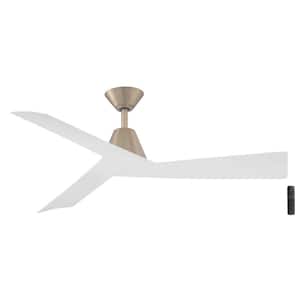 Easton 52 in. Indoor/Outdoor Brushed Gold with Matte White Blades Ceiling Fan with Remote Included
