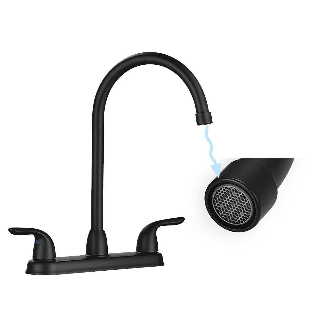 Matte Black Stainless Steel High-Arc Kitchen Faucet with Pull-out Spray