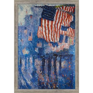 The Avenue in the Rain by Childe Hassam Metropolitan Pewter Framed Abstract Oil Painting Art Print 39.5 in. x 27.5 in.