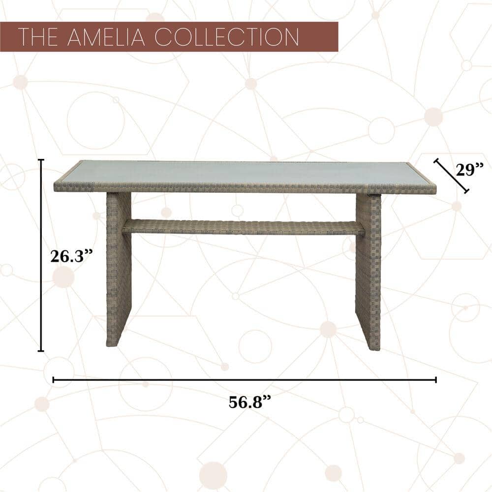 Amelia 6-Person Gray PVC Resin & Steel Outdoor Sectional Set with Chow Table