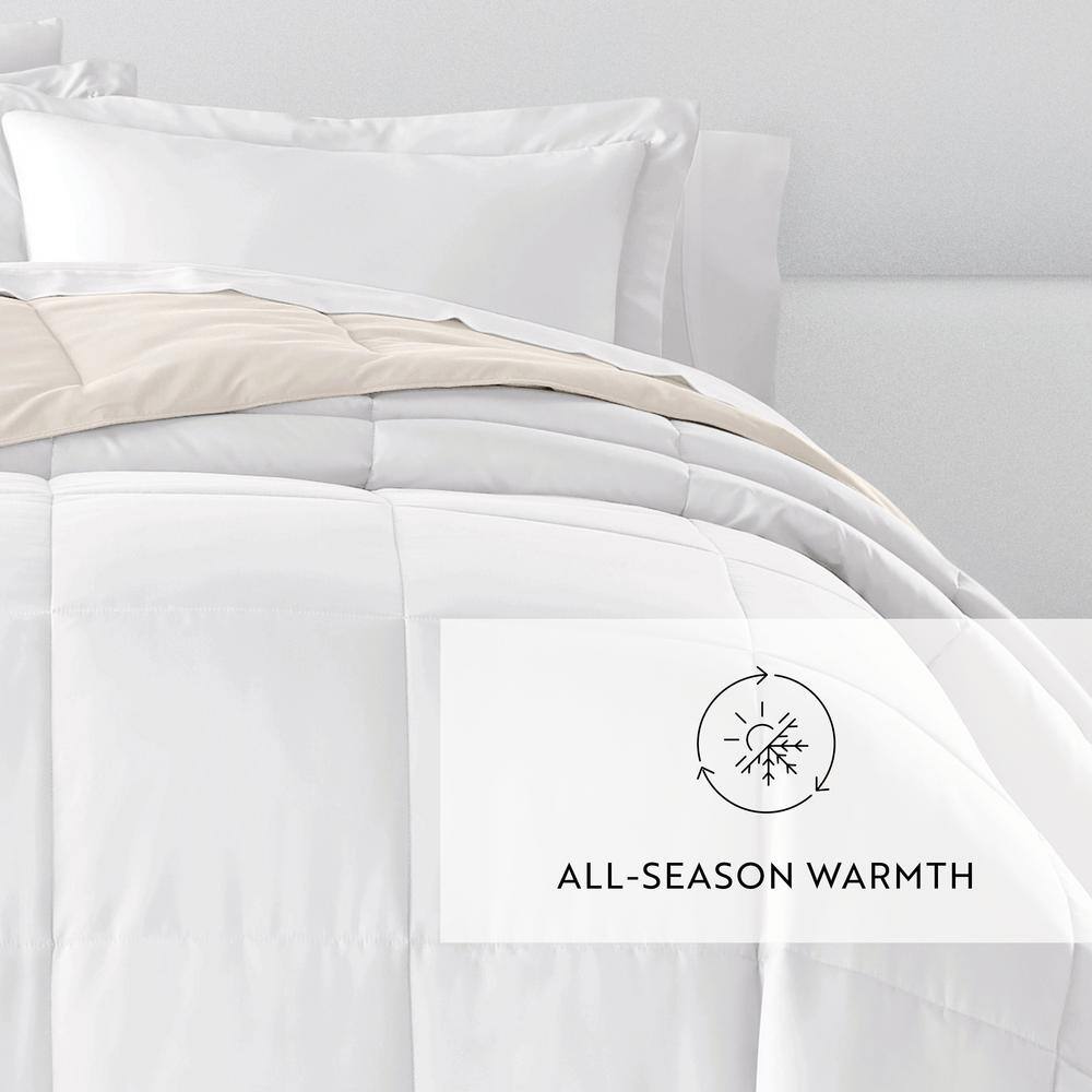 Full White Microfiber Down Alternative Reversible Comforter Set