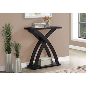 32 in. Espresso Standard Rectangle Console Table with Storage
