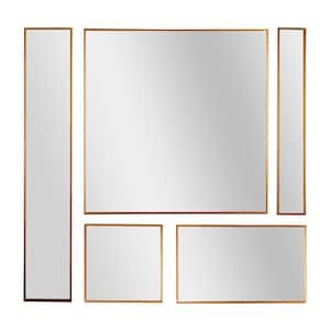 30 in. x 30 in. Modern Rectangle and Square Bronze Metal Framed 5-Piece Accent Mirror Variety Set