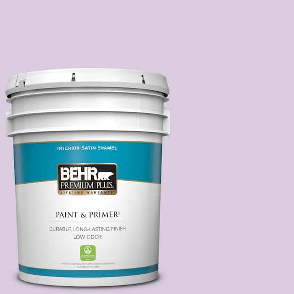 BEHR PREMIUM PLUS 5 gal. #660C-2 Violet Mist Satin Enamel Low Odor Interior Paint & Primer