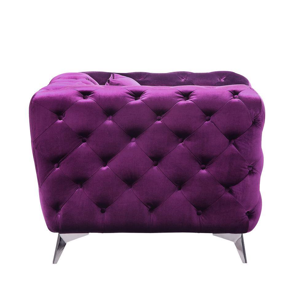 Atronia 71" Purple Velvet Tufted Loveseat with Wood Frame