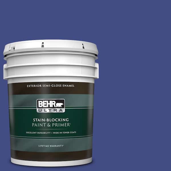 BEHR ULTRA 5 gal. #MQ5-48 Boudoir Blue Semi-Gloss Enamel Exterior Paint & Primer