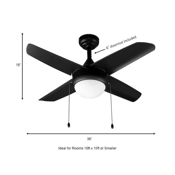 Home Decorators Collection Spindleton 36 In Indoor Matte Black Ceiling Fan With Light Kit 34545 Hbub The Depot - 36 Inch Ceiling Fan With Light Kit