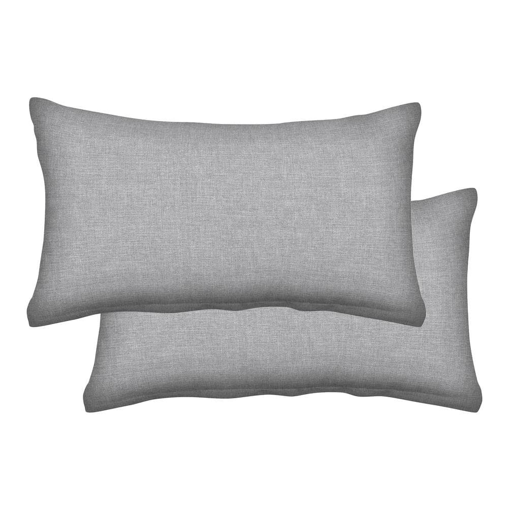 Outdoor Lumbar Toss Pillow Textured Solid Platinum Grey