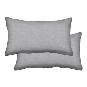 Outdoor Lumbar Toss Pillow Textured Solid Platinum Grey
