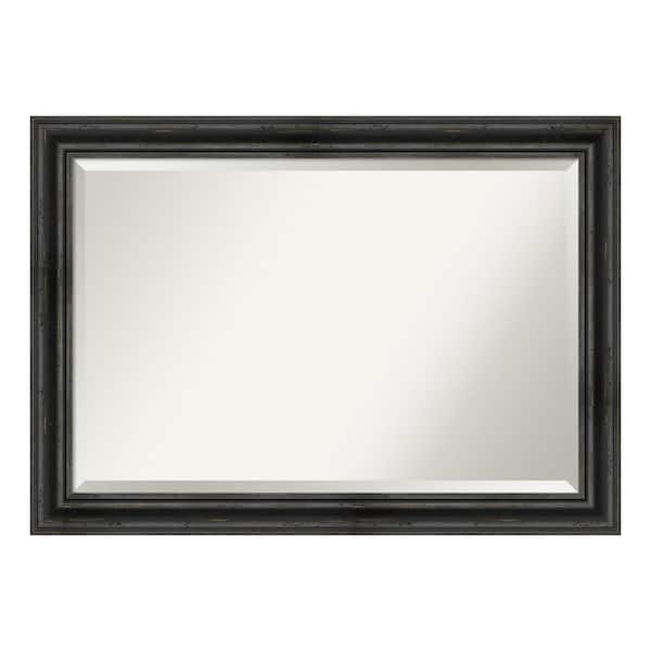 Amanti Art Medium Rectangle Black Pine Beveled Glass Modern Mirror (29.38 in. H x 41.38 in. W)