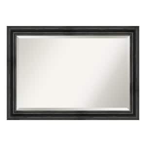 Rustic Pine Black 41.5 in. x 29.5 in. Beveled Rectangle Wood Framed Bathroom Wall Mirror in Black