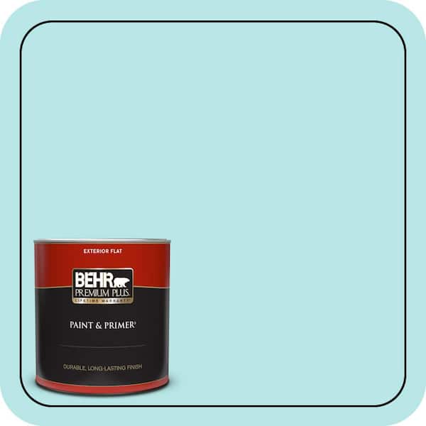 BEHR PREMIUM PLUS 1 qt. #500A-2 Refreshing Pool Flat Exterior Paint & Primer