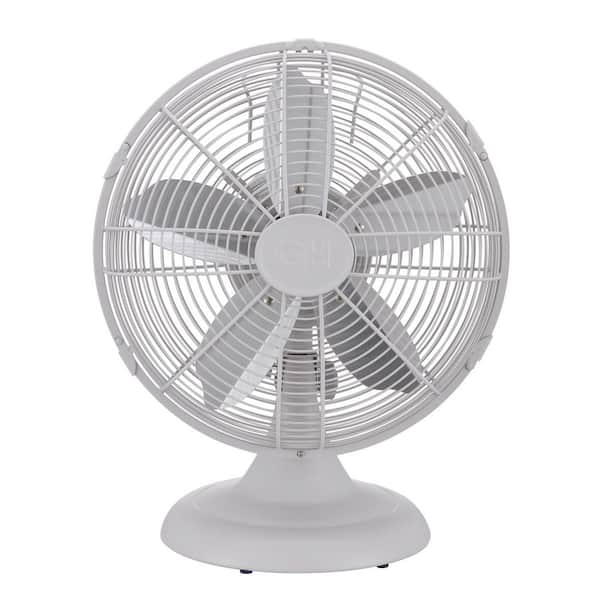 GOOD HOUSEKEEPING 12 in. All-Metal Table Fan with 3 Speed Settings in Matte White