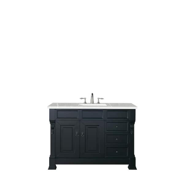 James Martin Vanities Brookfield 48 in. W x 23.5 in. D x 34.3 in. H Bathroom Vanity in Antique Black with Eternal Serena Quartz Top