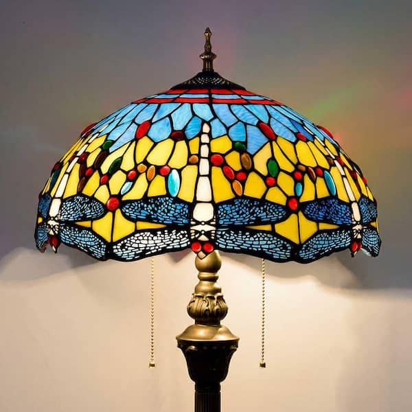 Lasaideal 64 in. Tiffany Style Bronze Finish 2-Light Standard