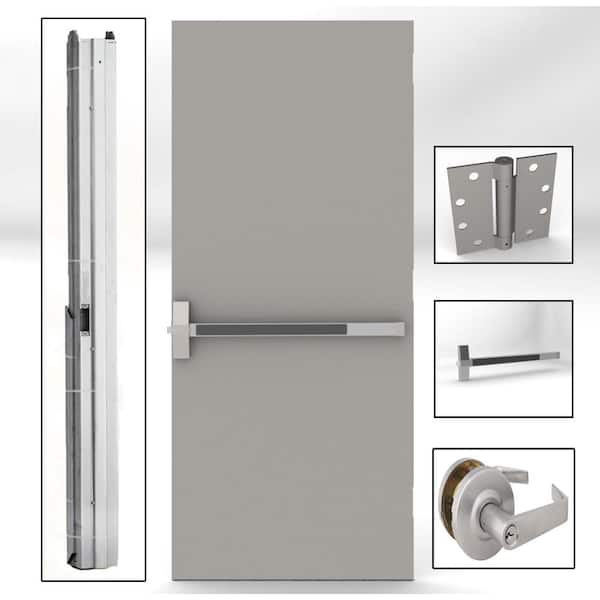 L.I.F Industries 36 in. x 84 in. Flush Gray Steel Commercial Door with Hardware